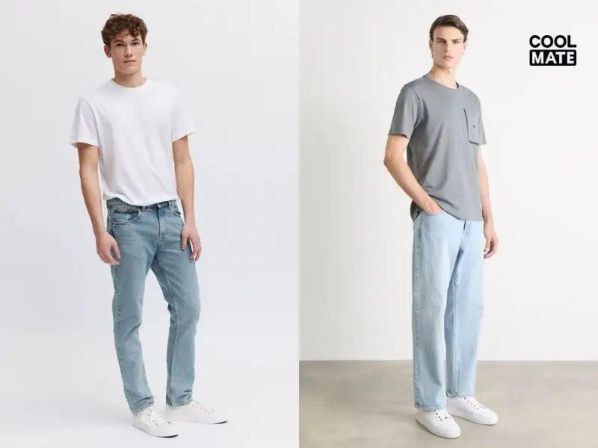 Phối áo phông rộng nam với quần Jean Regular Fit