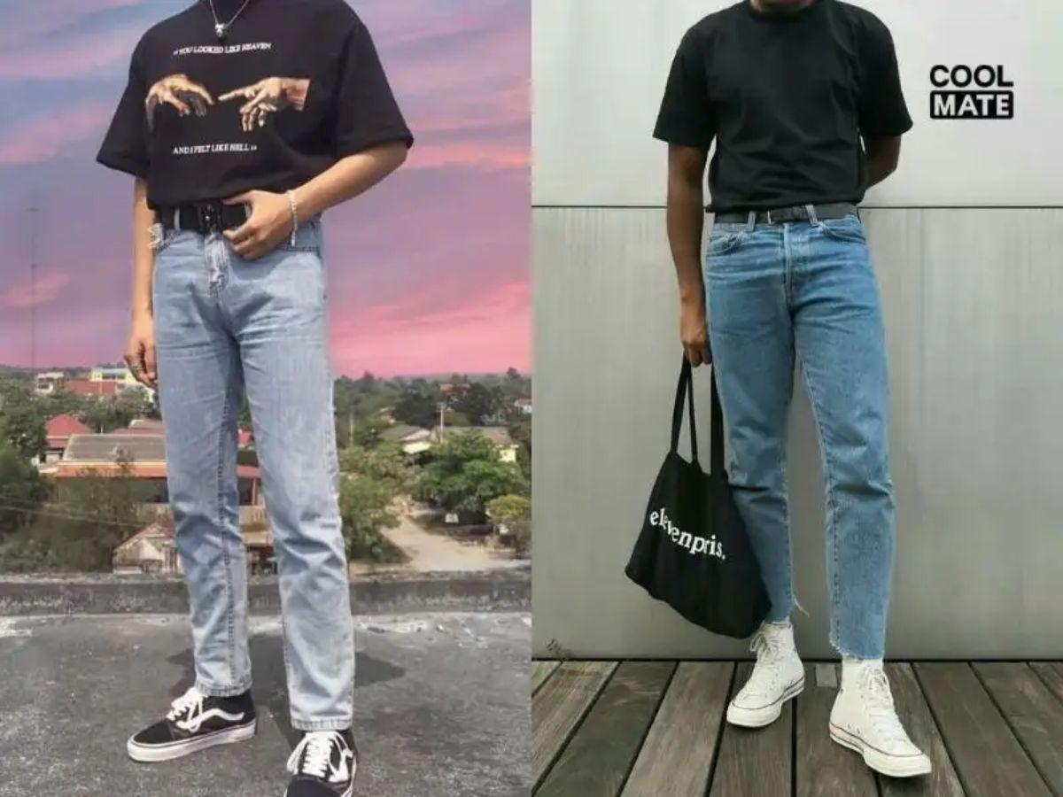 Áo phông rộng với quần Slim Fit Jean