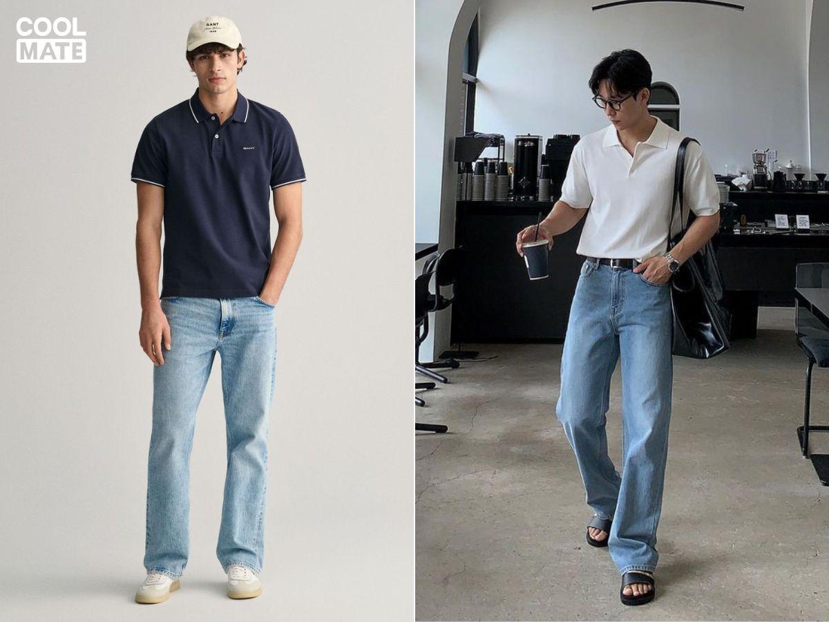 Mix áo polo cùng quần jean giúp chàng có được outfit sành điệu diện đi cafe hẹn hò