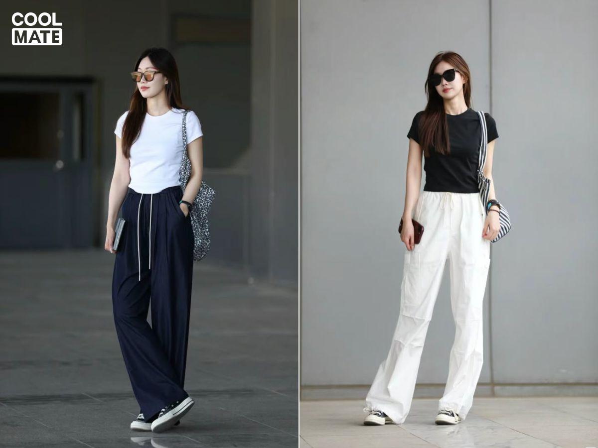 Mix croptop với quần ống rộng giúp nàng có outfit đi cafe trẻ trung, năng động