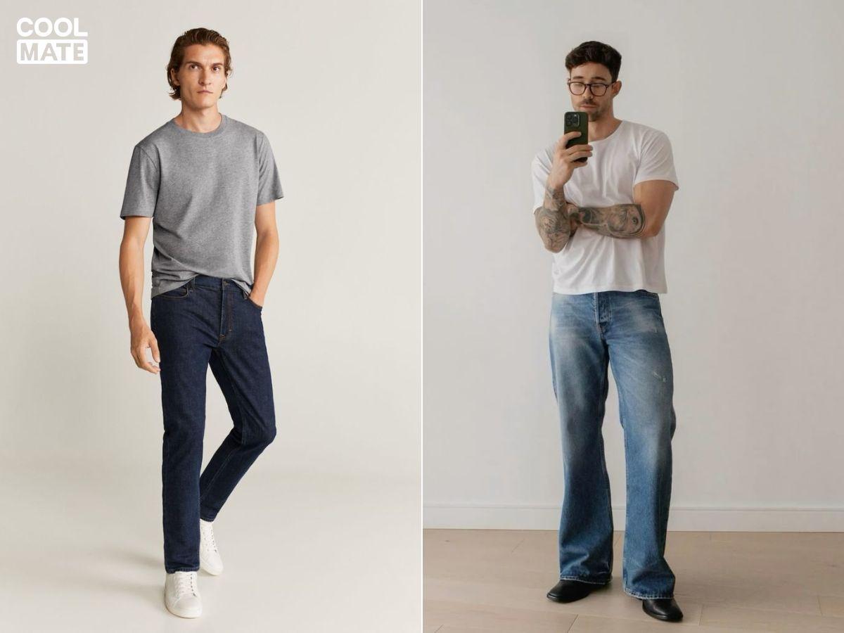 Phối đồ đi cafe với áo thun body và quần jeans nổi bật