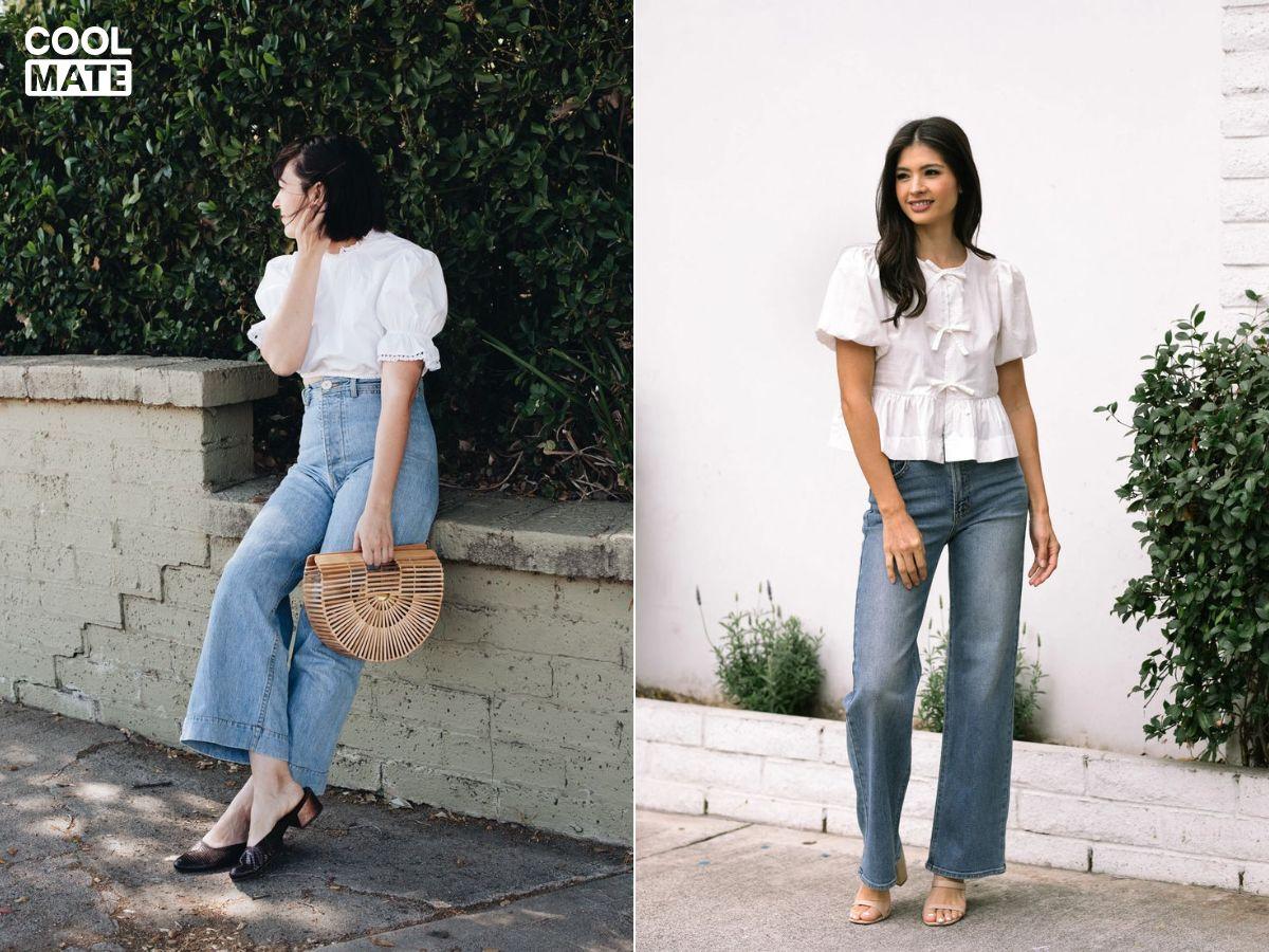 Blouse tay phồng với quần culottes là outfit đi hẹn hò cafe được nhiều cô nàng lựa chọn