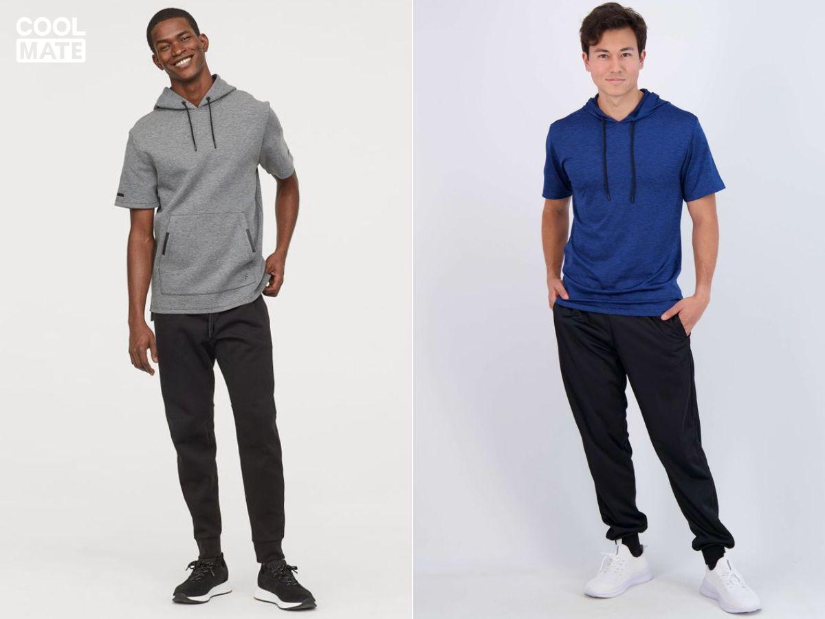 Áo hoodie tay ngắn phối với quần jogger