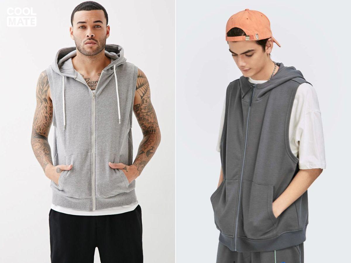 Áo hoodie tay ngắn nam khoác ngoài