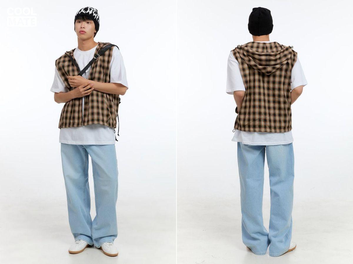 Áo hoodie tay ngắn nam phối cùng quần jean