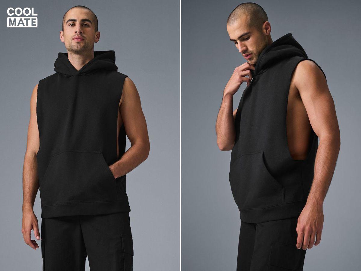 Áo hoodie tay ngắn nam phối cùng quần tây âu