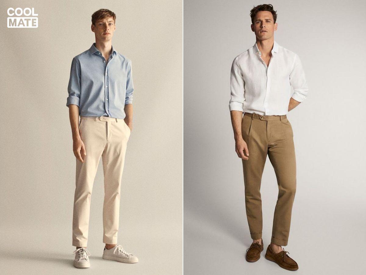 Bạn nên ưu tiên chọn các màu trung tính hoặc trầm như navy, xám, beige, kem hoặc nâu nhạt