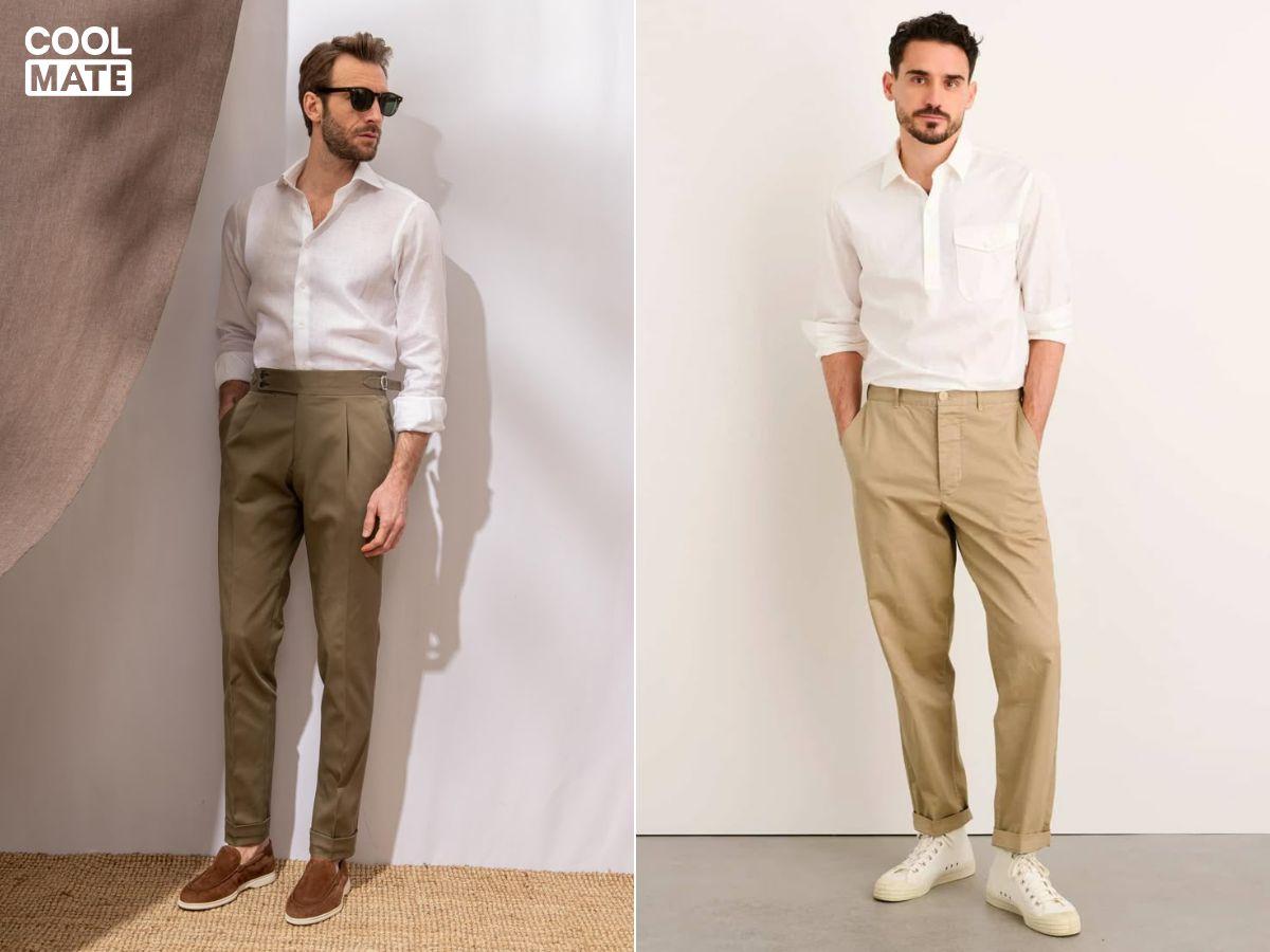 Bạn có thể phối thêm sneaker trắng, giày lười hoặc boots nhẹ để tăng phần năng động