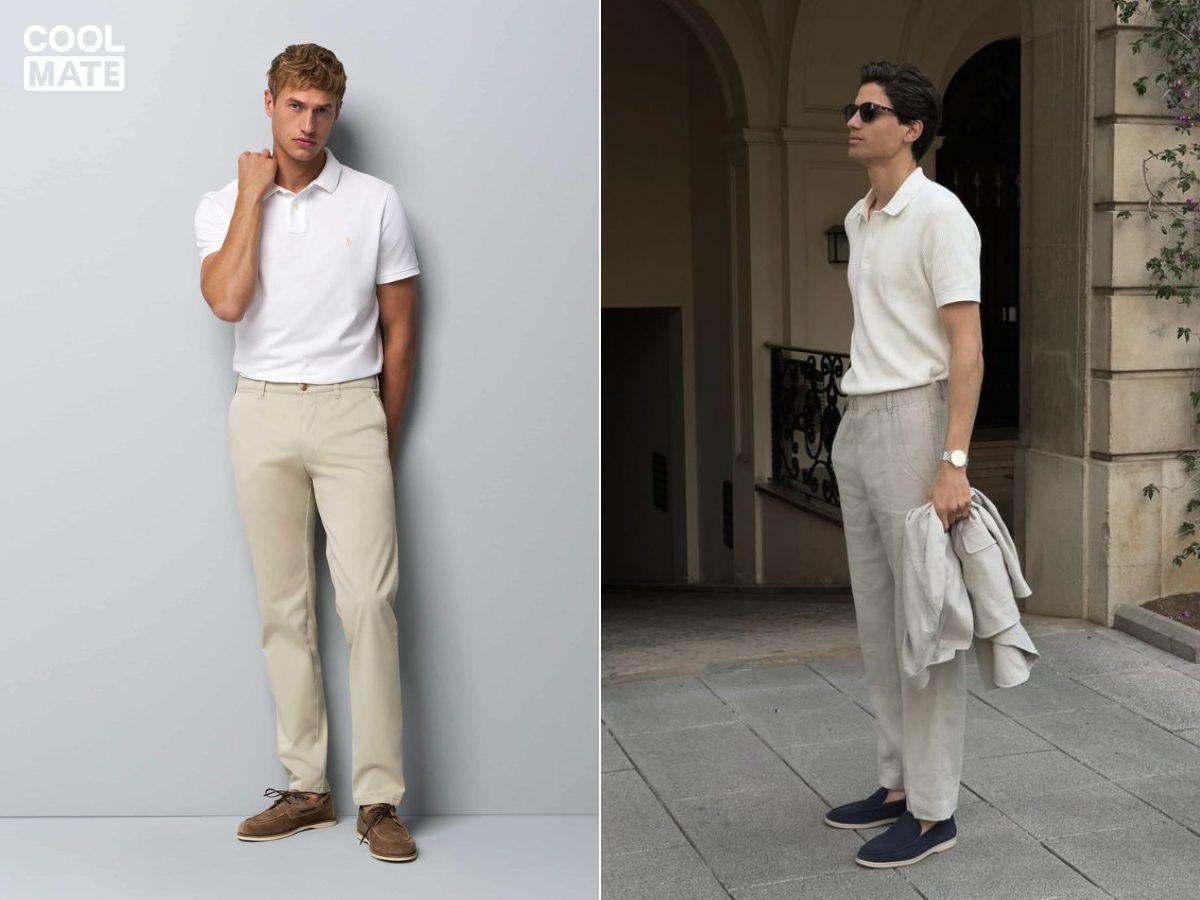 Trong những dịp casual này, bạn hoàn toàn có thể kết hợp chinos với áo thun hoặc casual shirt