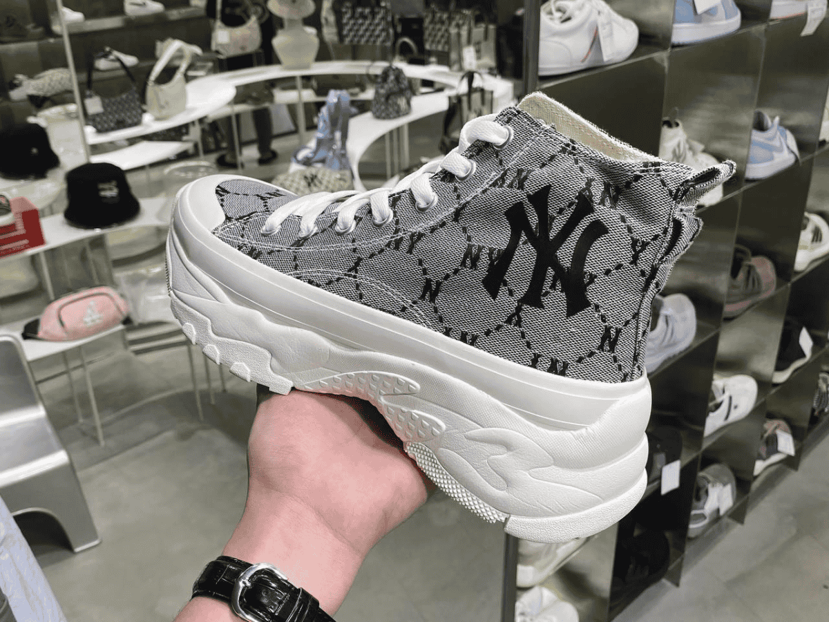 Giày MLB Chunky High Mono Jacquard New York Yankees “Grey”