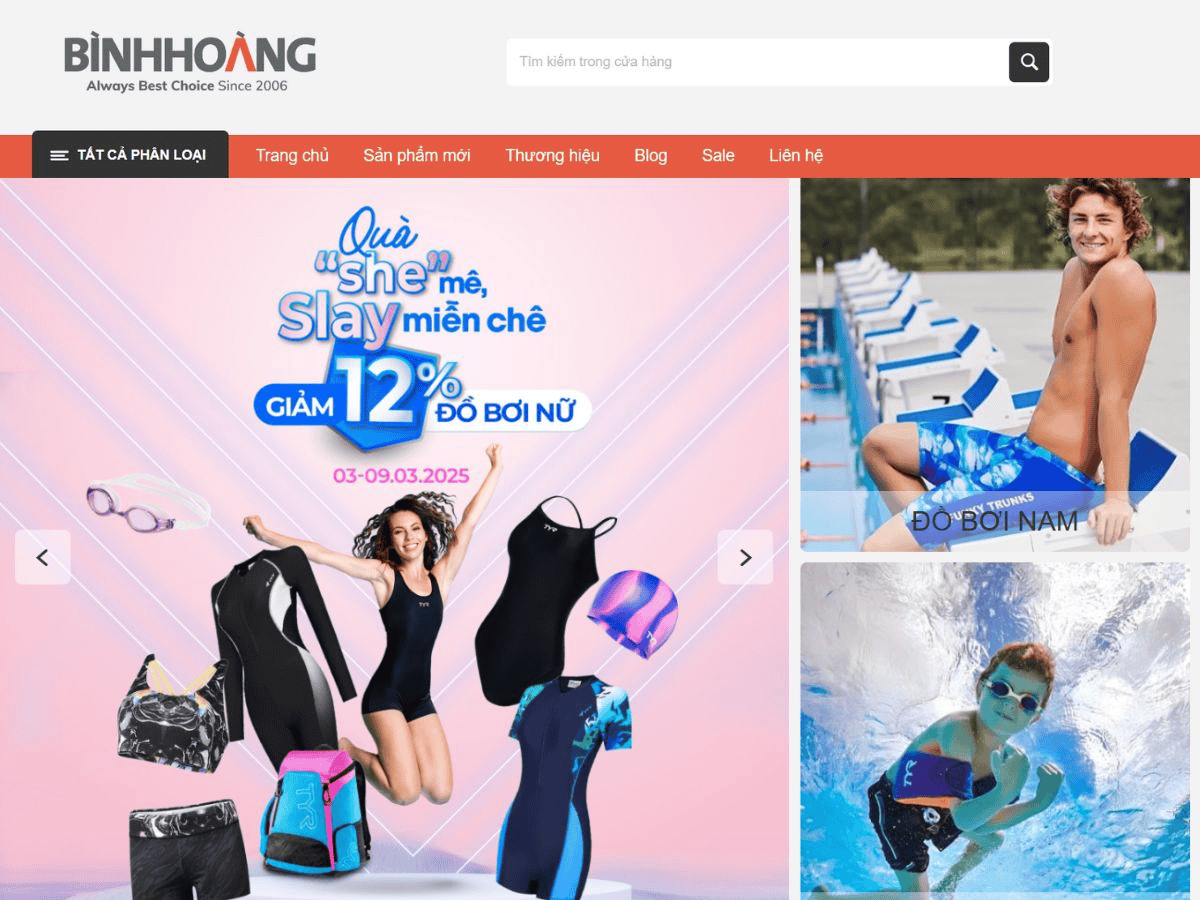 Bình Hoàng Swim chuyên cung cấp các sản phẩm đồ bơi, kính bơi, mũ bơi và phụ kiện bơi khác