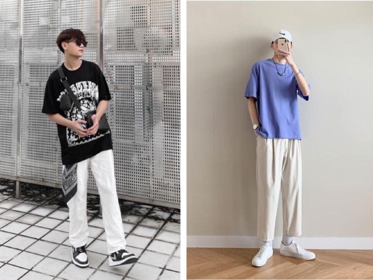 Áo pull với quần ống rộng trẻ trung, năng động