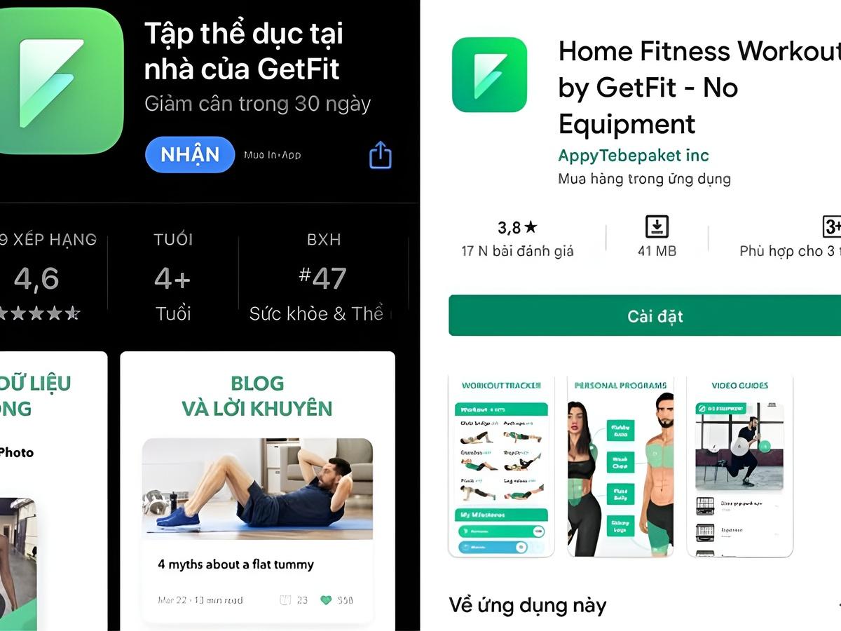 Ứng dụng Home Fitness Workout by GetFit
