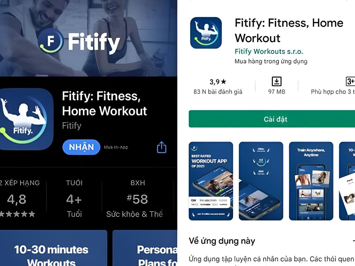 Ứng dụng tập gym tại nhà Fitify