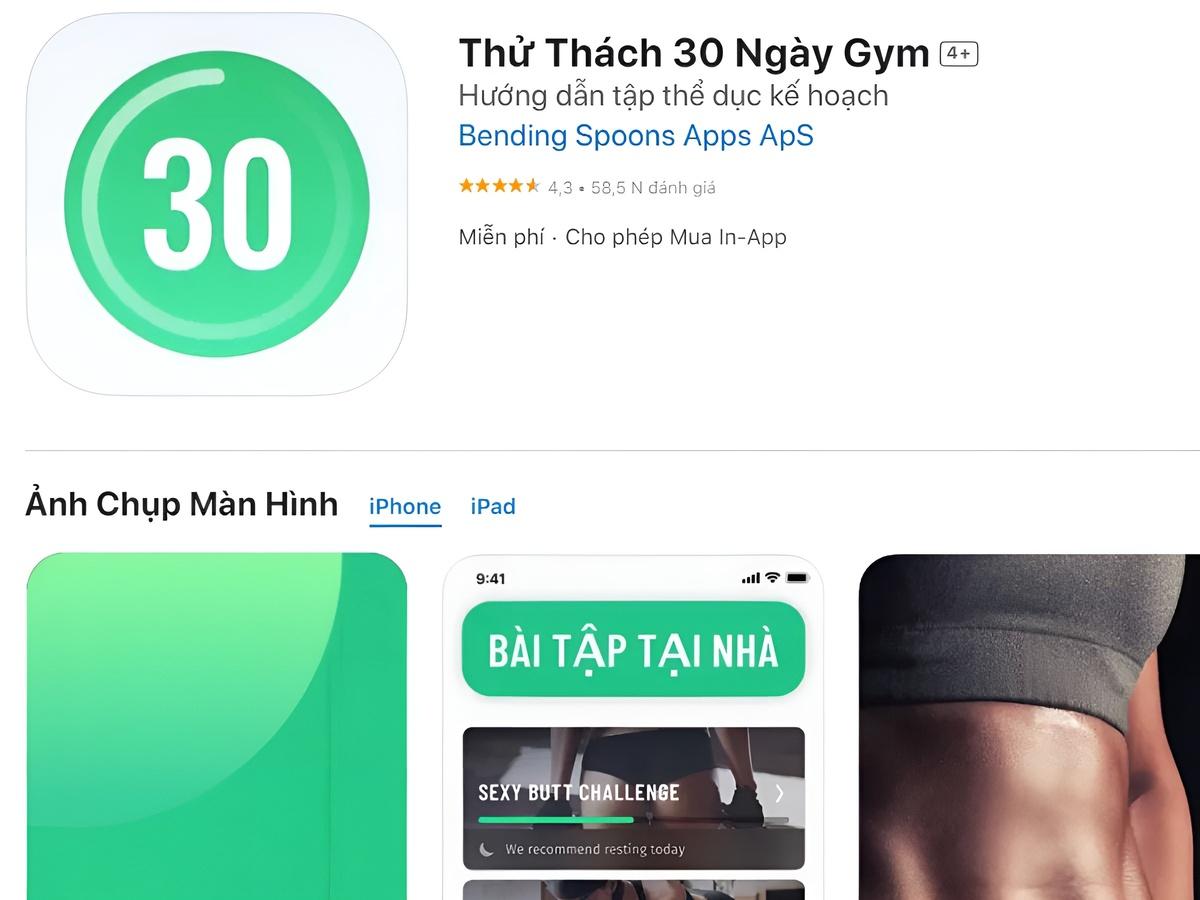 Ứng dụng 30 Day Fitness - Thử thách 30 ngày Gym