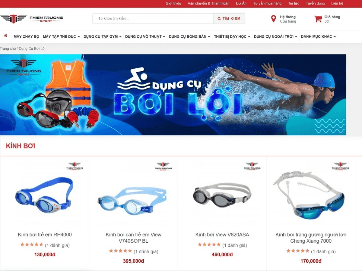 Thiên Trường Sport còn là địa chỉ quen thuộc cung cấp kính bơi đa dạng 