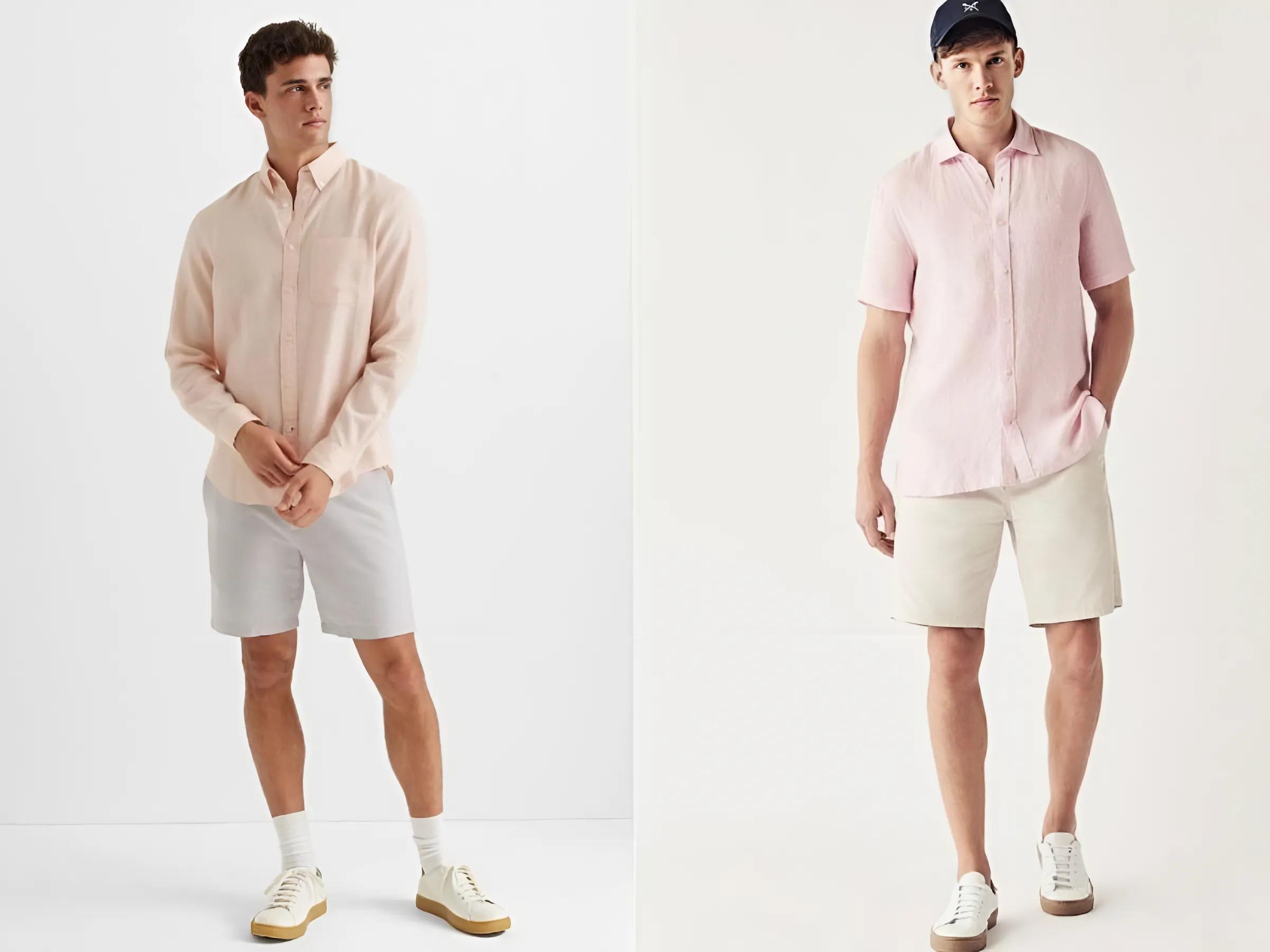 Sơ mi linen phối cùng quần short năng động