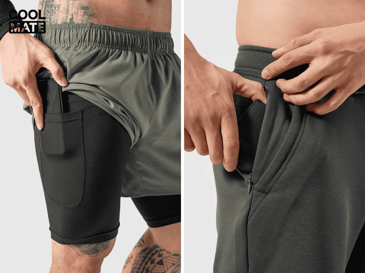 Quần short tập gym nam có túi đựng