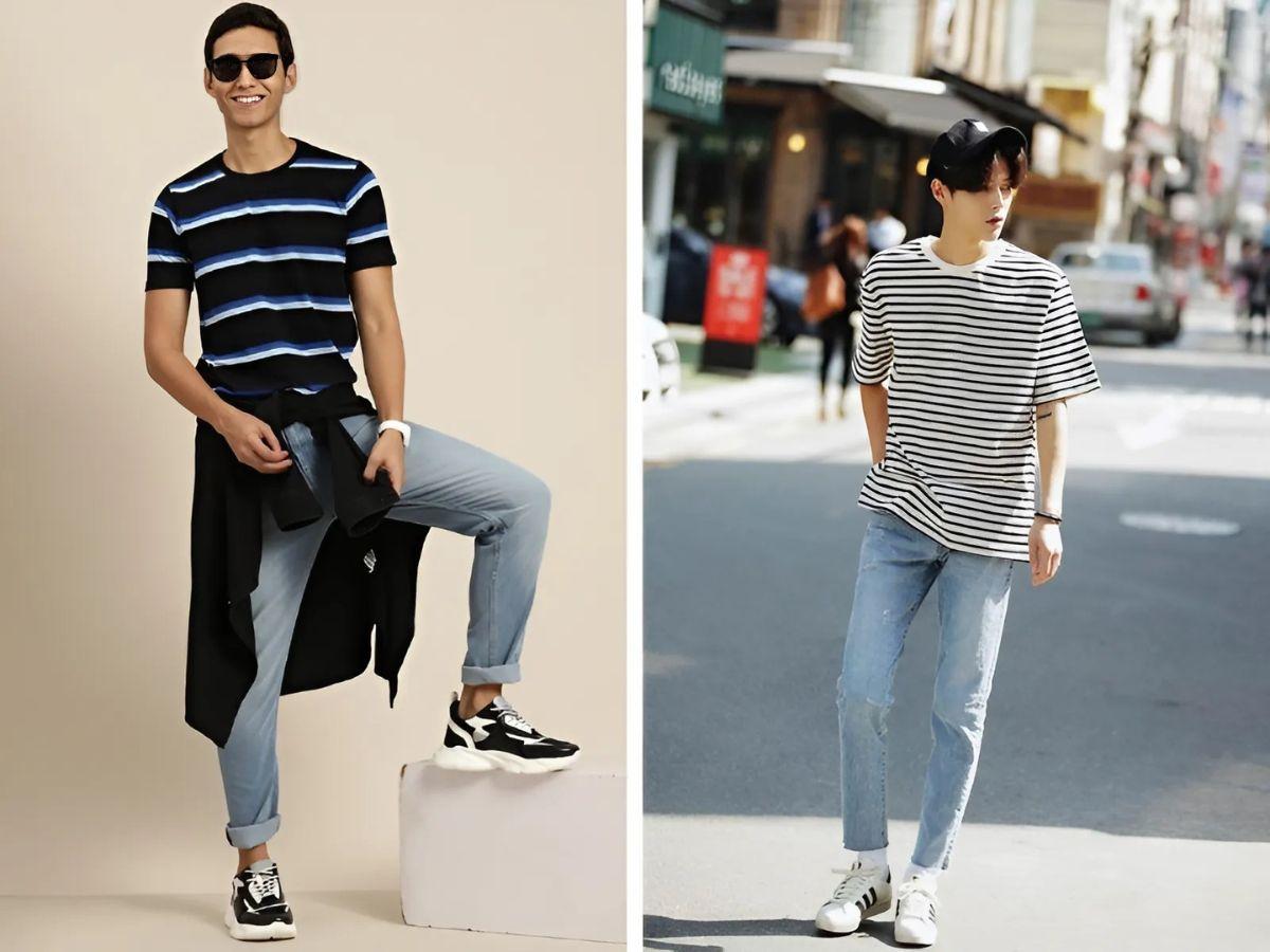 Kiểu quần ống đứng này có thể kết hợp với áo khoác bomber.
