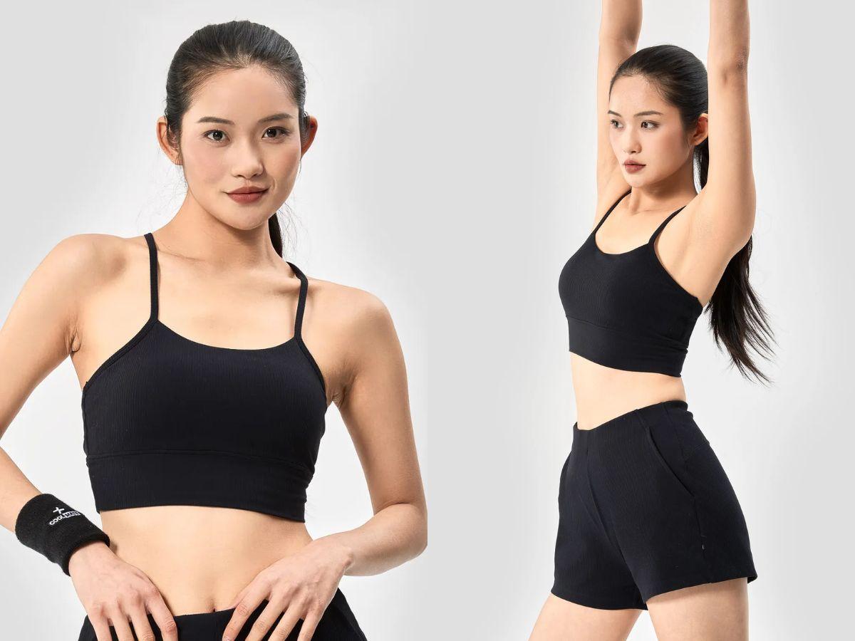 Kết hợp sport bra cùng quần shorts co giãn, bạn sẽ có một bộ trang phục gọn gàng và thoải mái