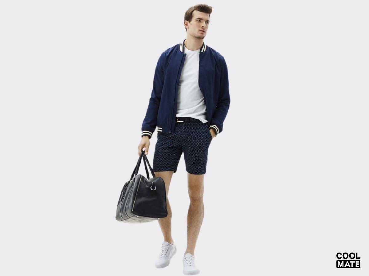 Áo khoác thể thao nam với quần shorts năng động, trẻ trung