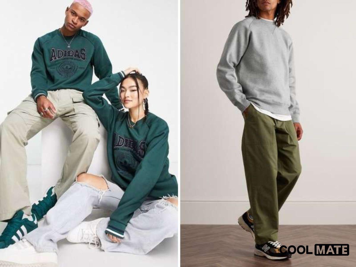 Phối đồ thể thao nam đơn giản với sweatshirt