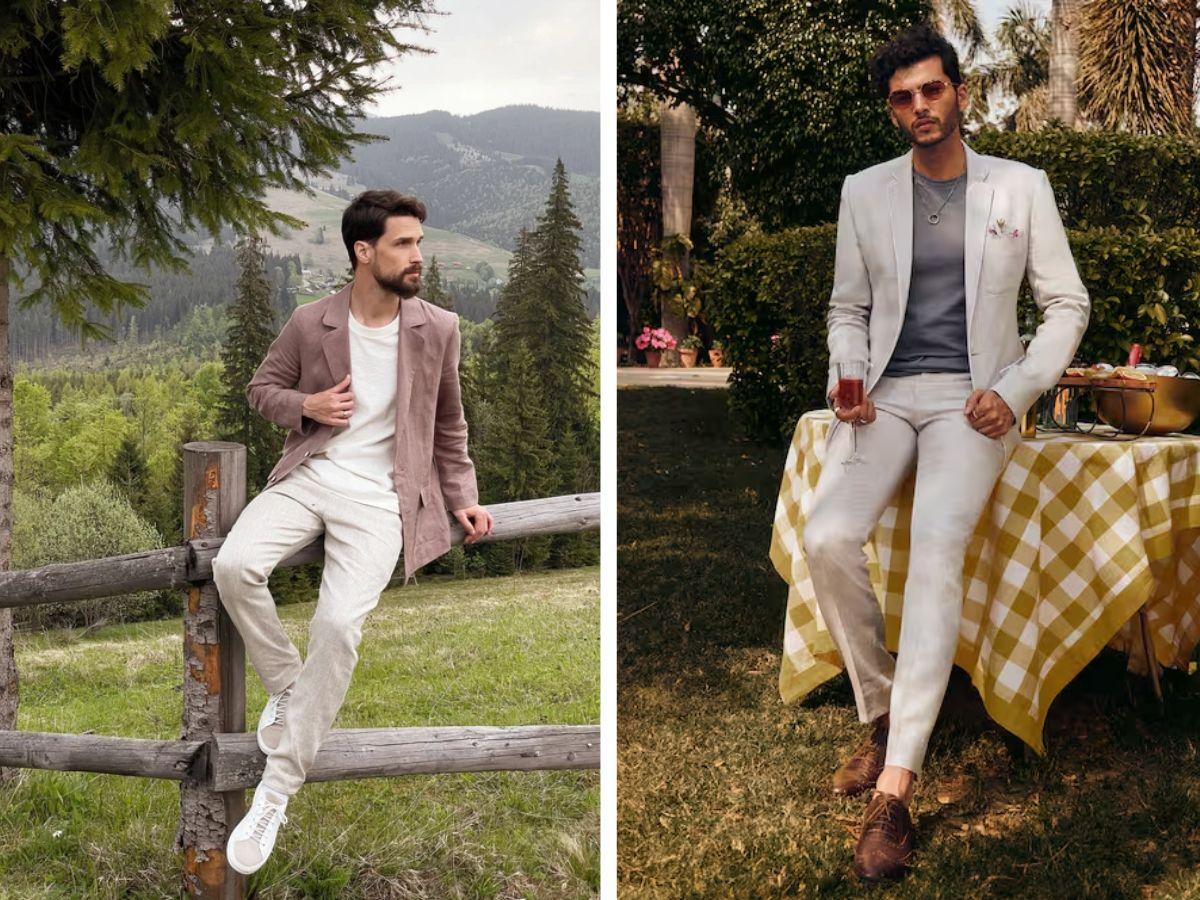 Phối đồ với áo khoác blazer với quần linen