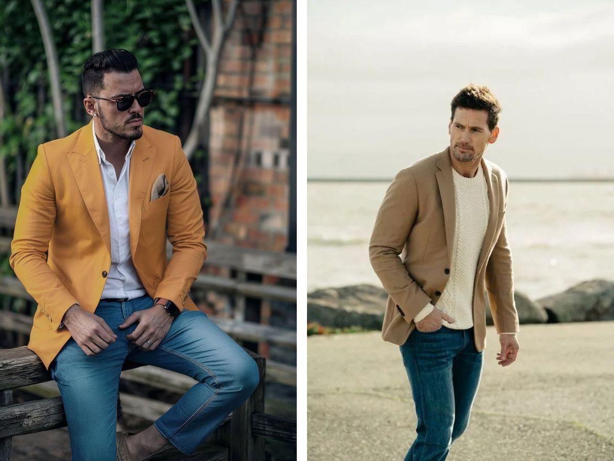 Quần jeans với áo blazer