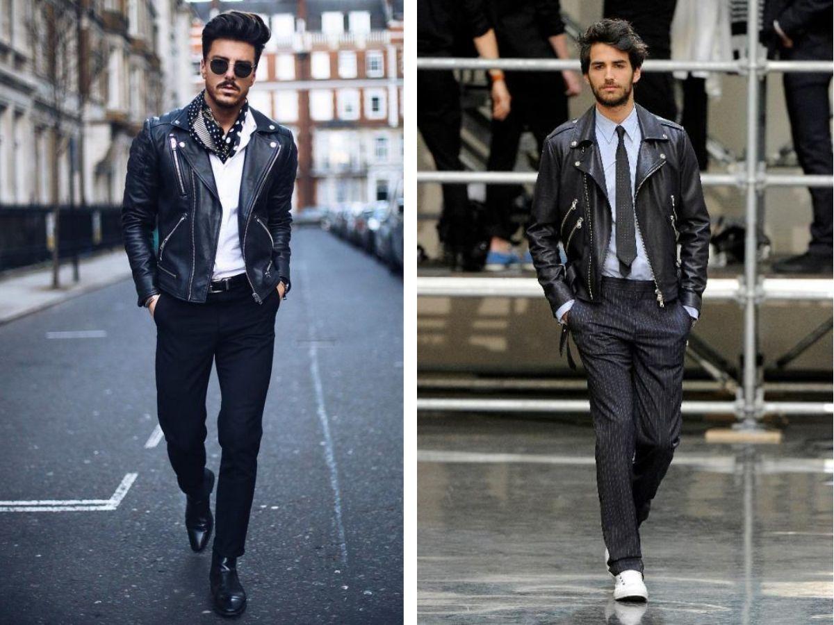 Biker jacket mix quần âu lịch lãm