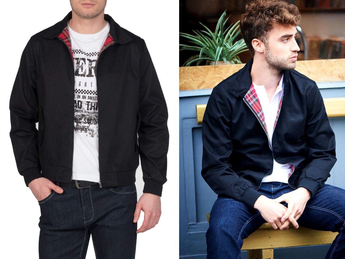 Áo khoác harrington, áo phông và quần jeans cho chàng đơn giản