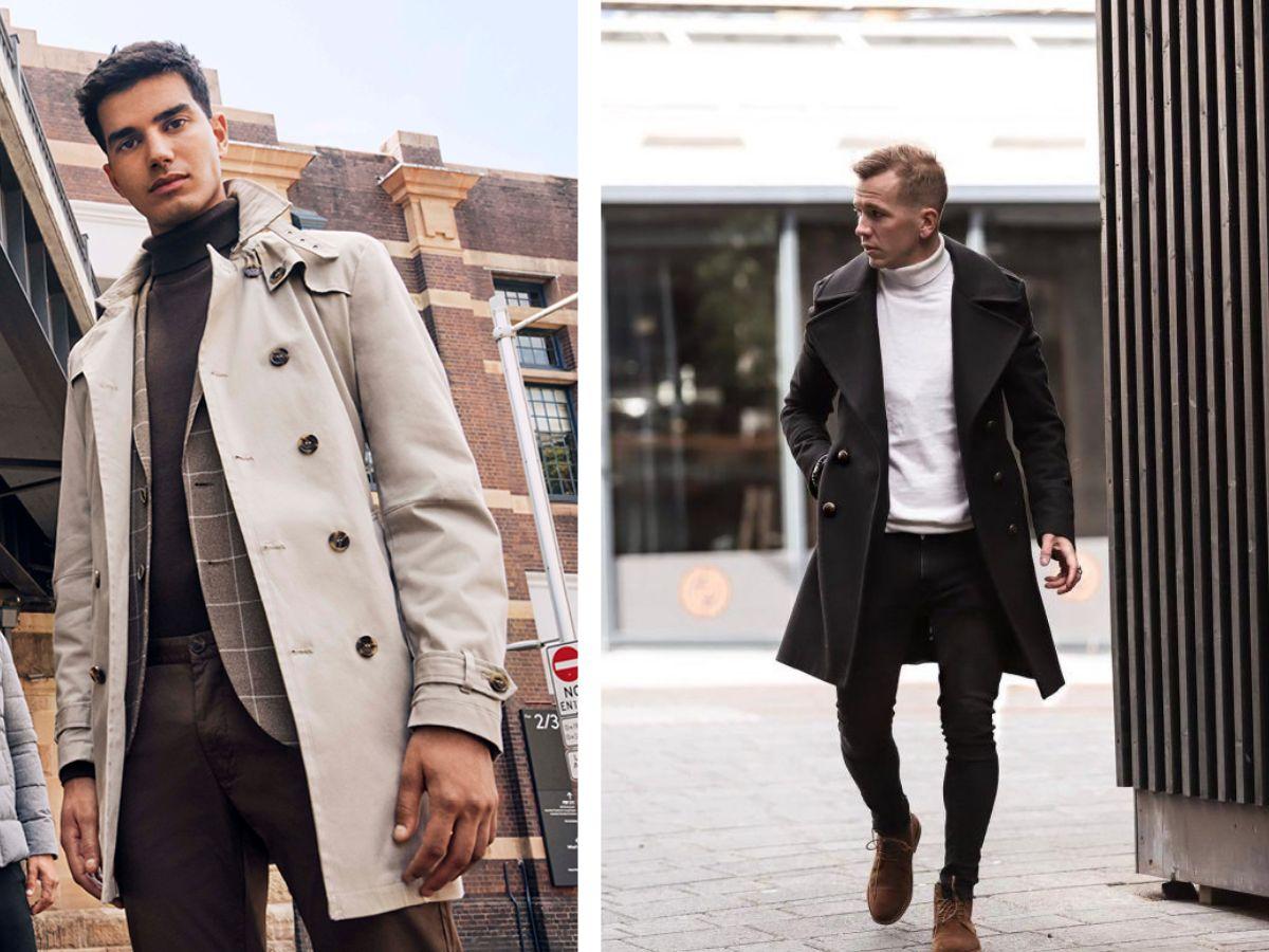 Áo trench coat, áo len cổ lọ và quần âu cho chàng sang trọng 
