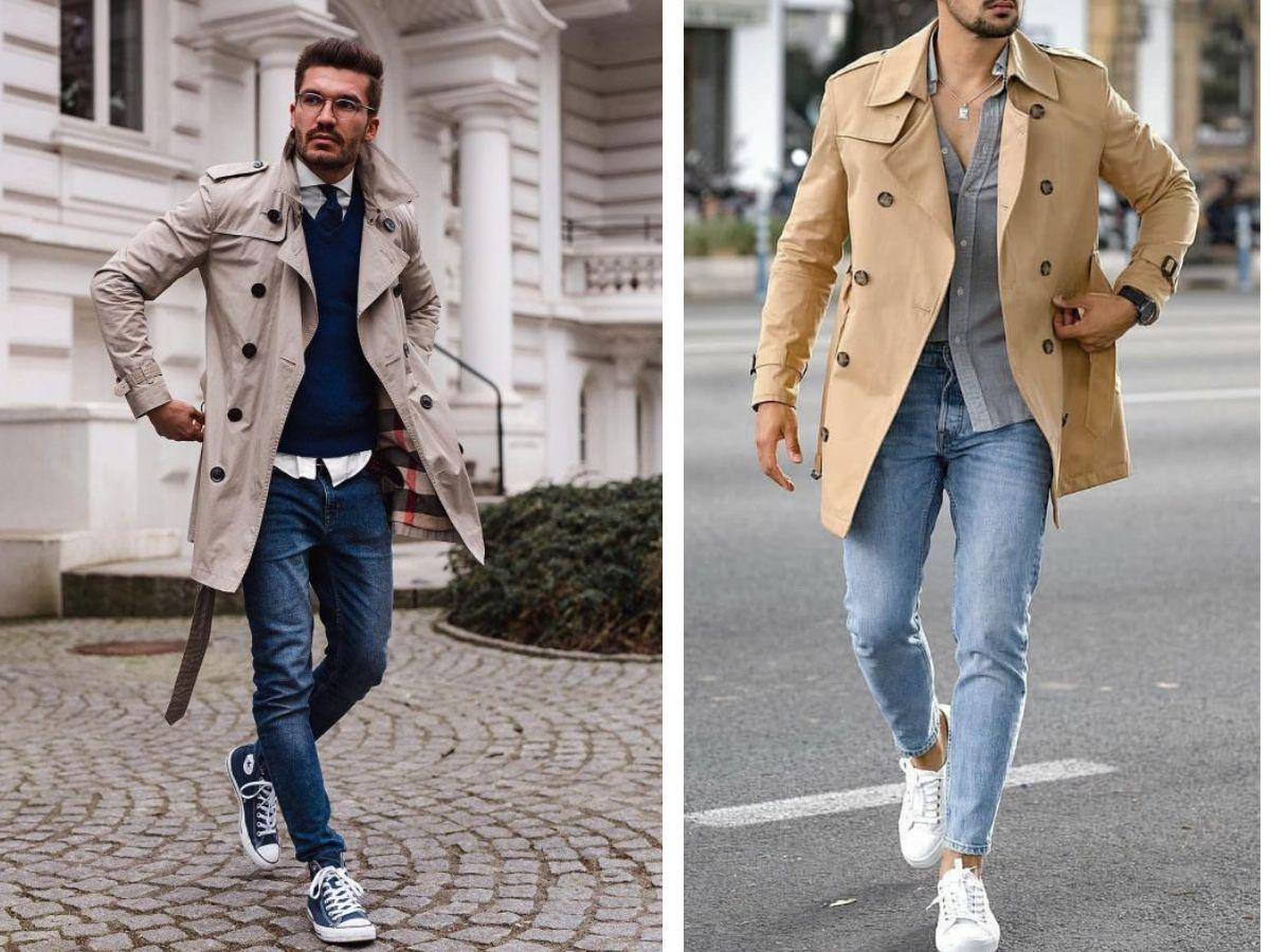 Trench coat, sơ mi và quần jean dành cho chàng trẻ trung