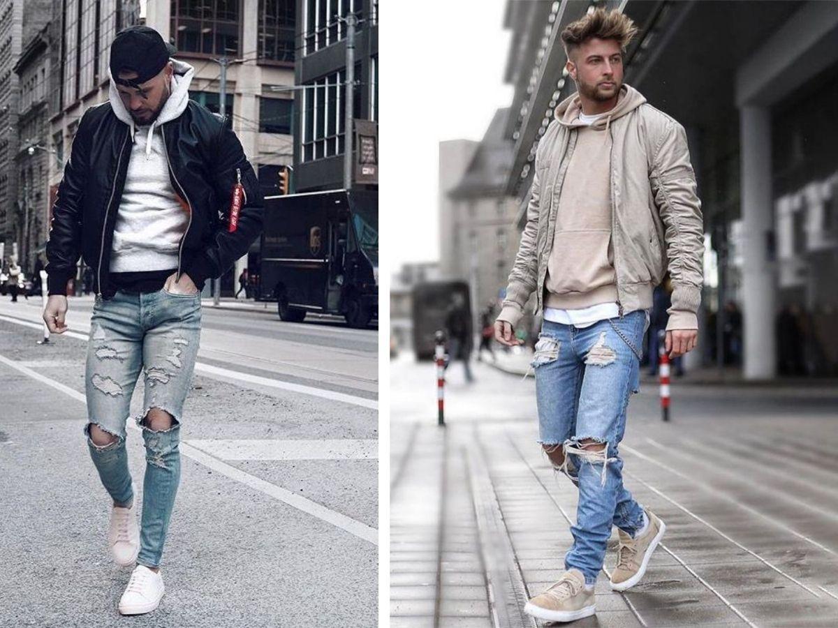 Áo bomber mix cùng hoodie