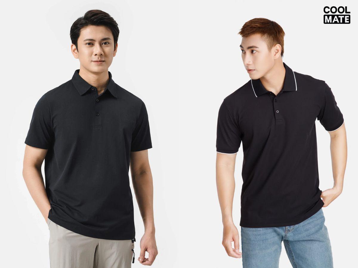 Áo thun polo màu đen thanh lịch