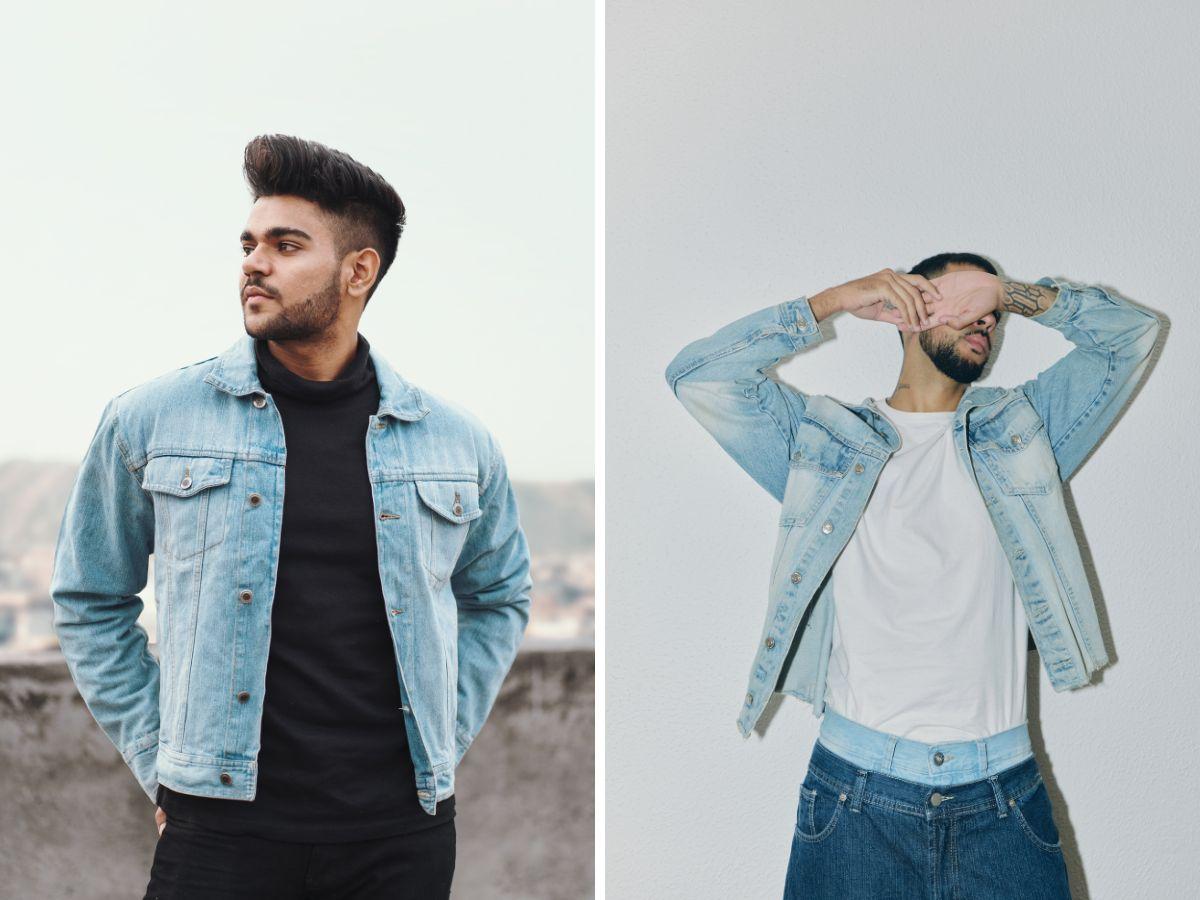 Phối quần jean skinny nam với áo khoác denim