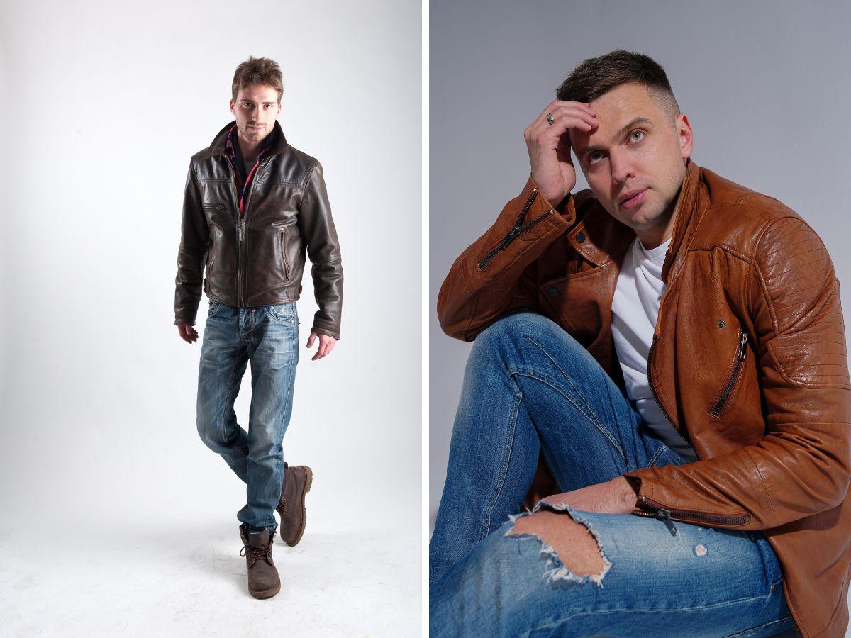 Phối quần jean skinny nam với áo khoác da