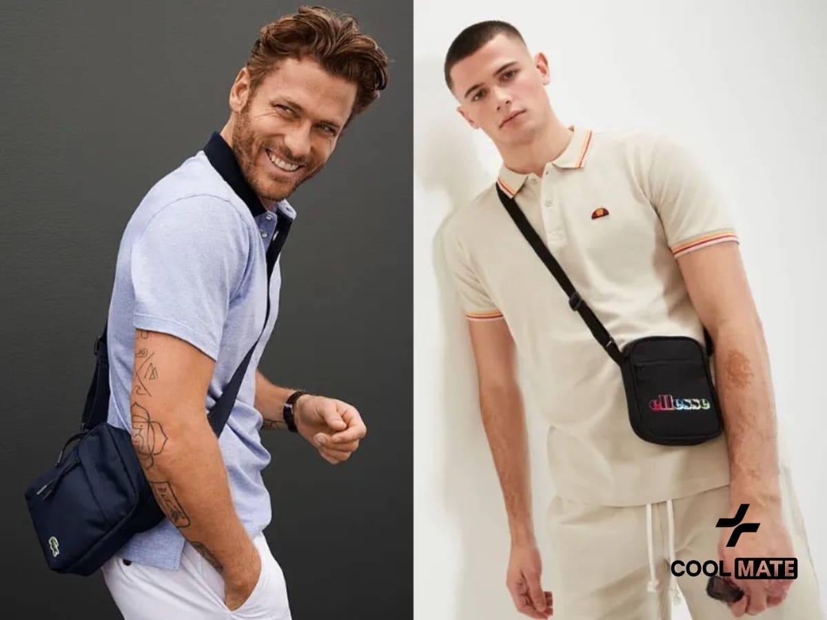 Áo polo có thiết kế đơn giản phối đồ với túi đeo chéo nam