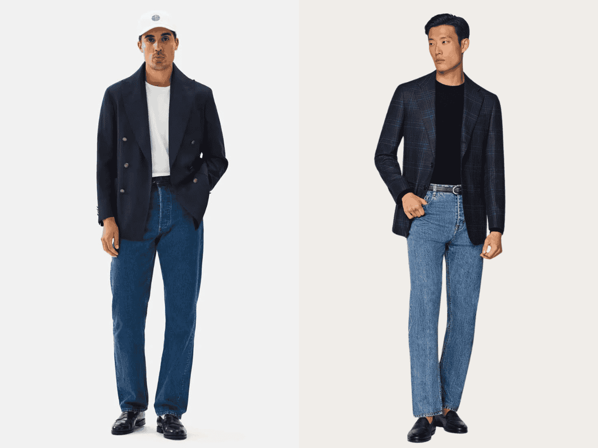 Jean ống đứng, áo thun và blazer