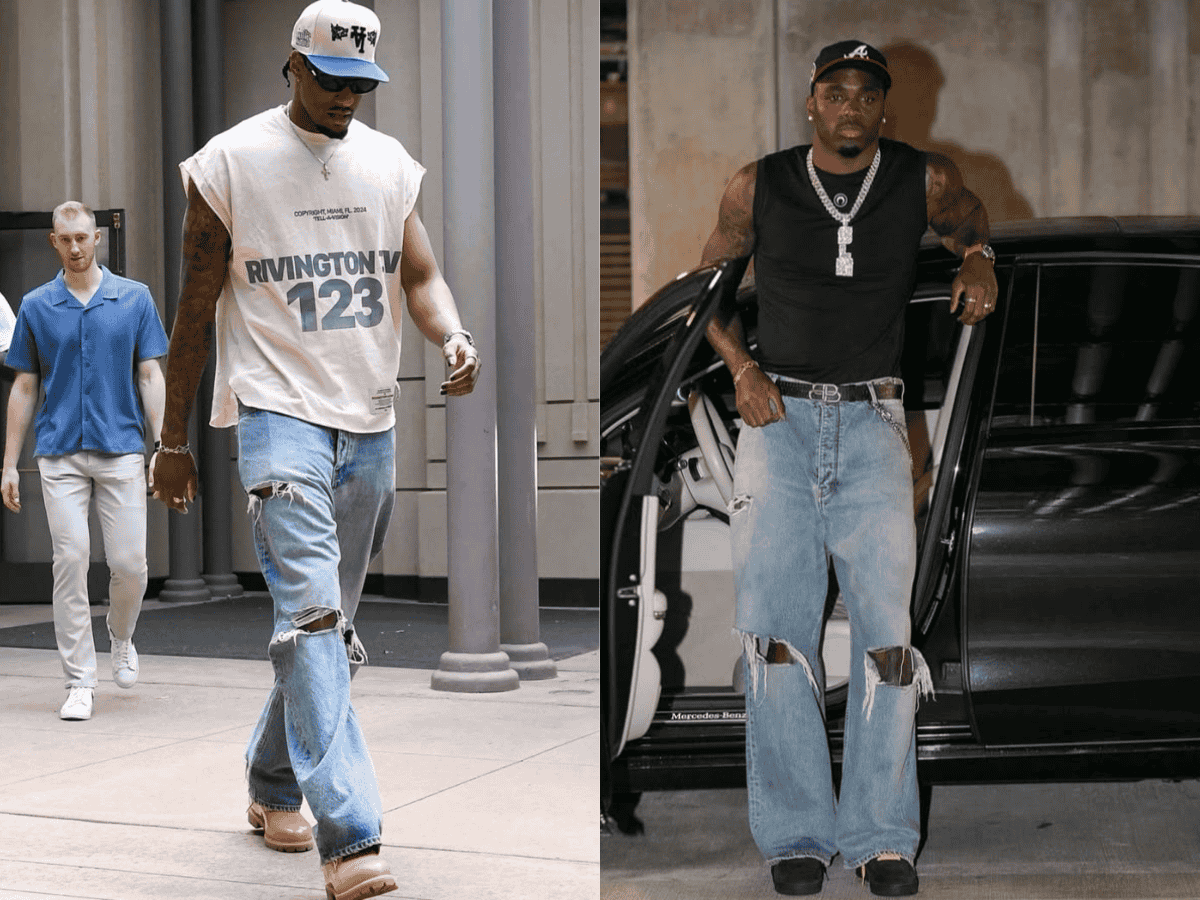 Phối jean rách gối kiểu badboy, nam tính