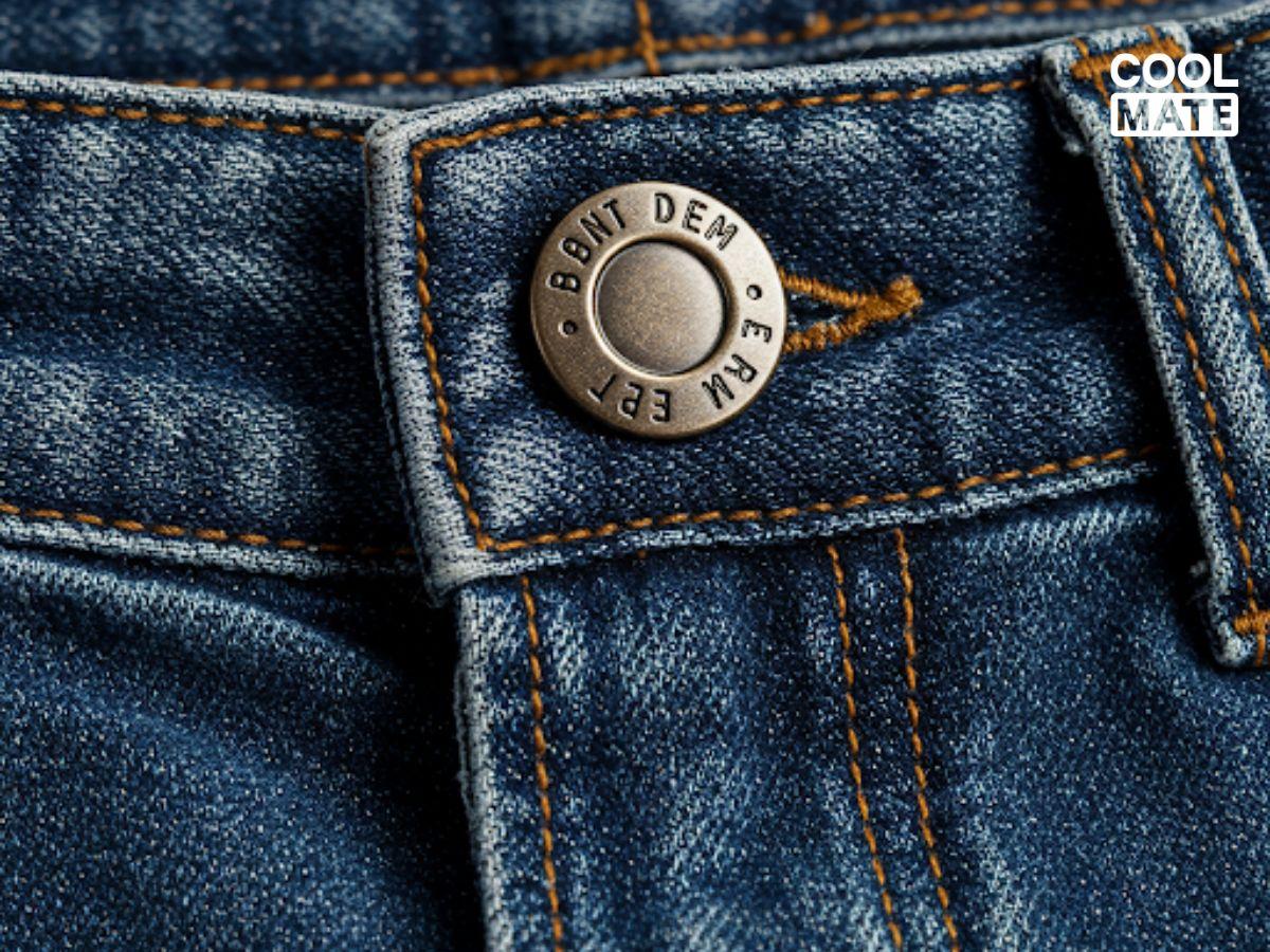 Chi tiết đường may và khuy cài của quần short jean nam hàng hiệu chất lượng