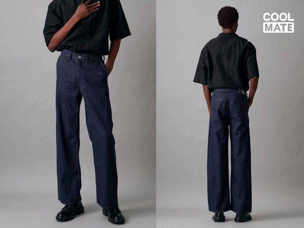 Jeans CK màu xanh xám với phong cách tối giản, hiện đại