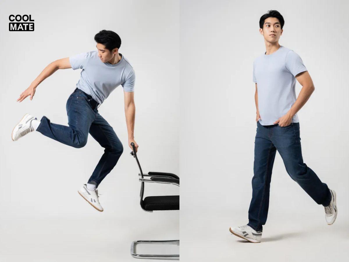 Ưu tiên lựa chọn quần jean co giãn tốt để giúp thoáng mát cả ngày 