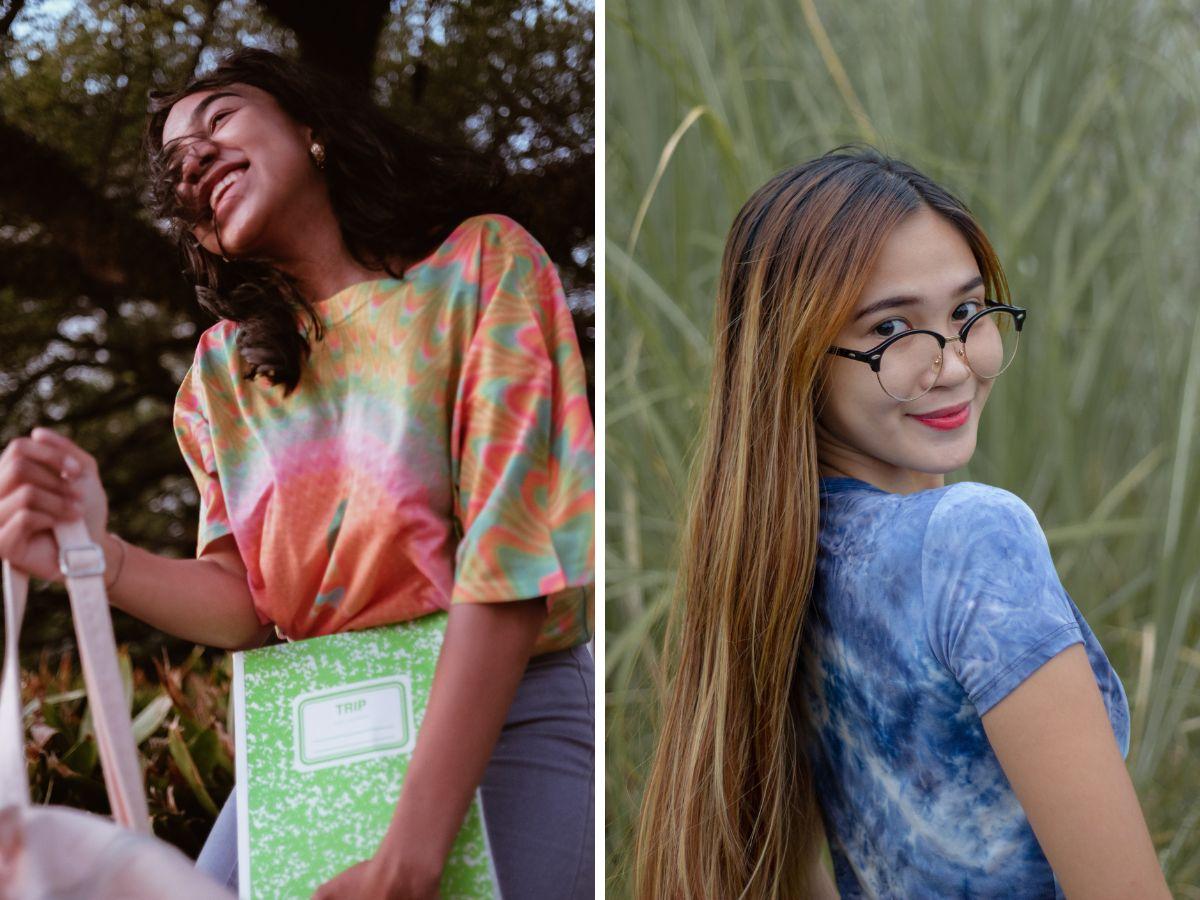 Phối áo họa tiết tie-dye theo phong cách y2k