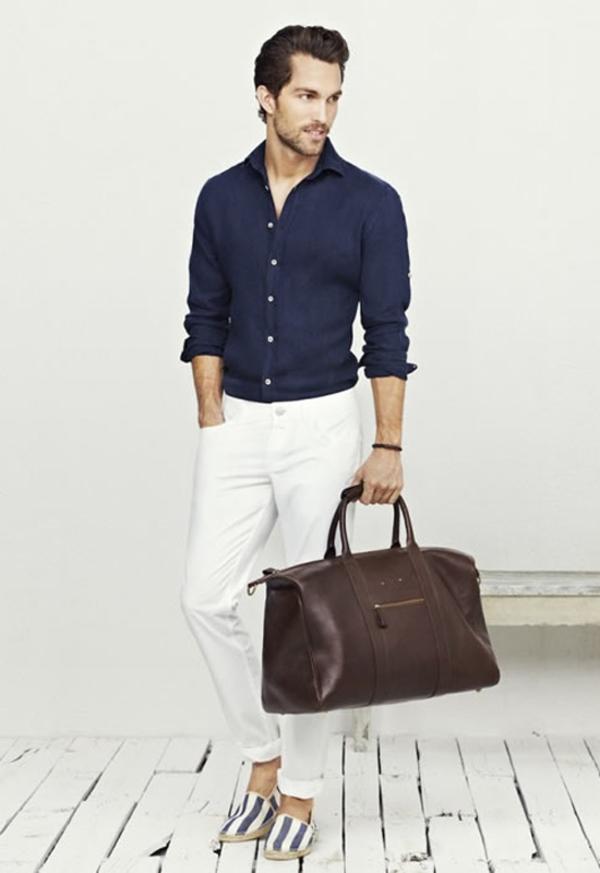 Cách phối quần jean nam trắng - Chia khối màu