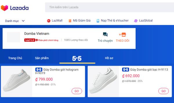 Mua giày Domba real trên trang Lazada 
