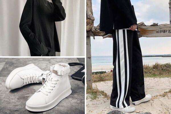 Outfit quần với giày cổ cao