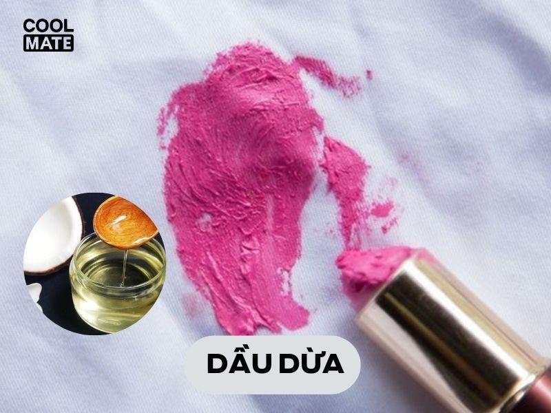 Sử dụng dầu dừa để loại bỏ son dính trên áo  