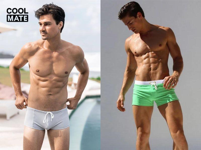 Quần bơi Square-cut Short có phần cạp khá dài 