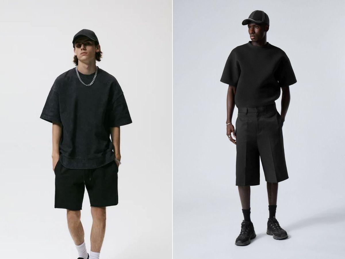 Áo thun đen basic kết hợp cùng quần short đen là lựa chọn tuyệt vời
