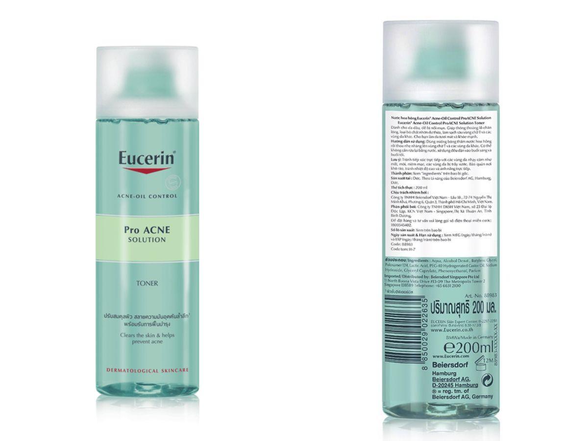 Toner Eucerin ProAcne Solution Toner dành cho da nhờn và dễ bị mụn